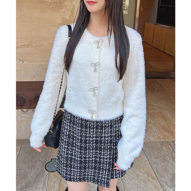 7GクルーNリボン釦フェザーニットCD[品番：INGW0010465]｜INGNI