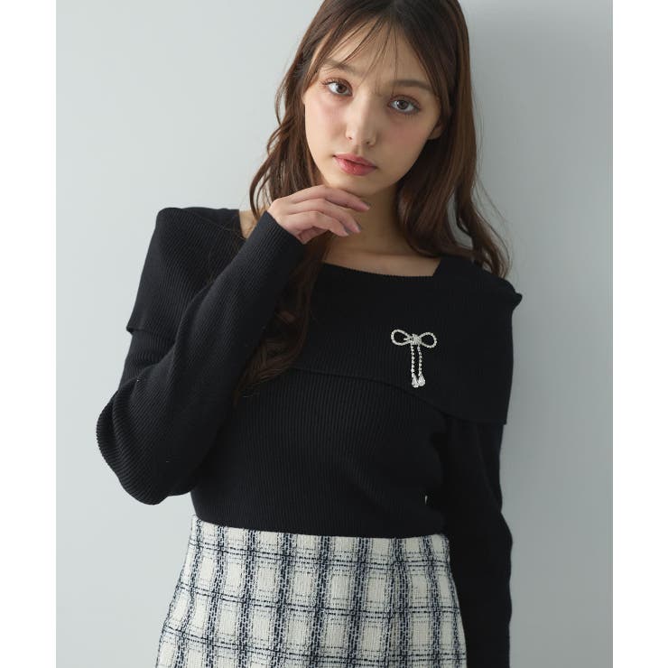 12Gブローチ付オフショルニット | INGNI  | 詳細画像9 