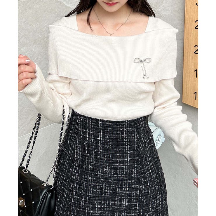 12Gブローチ付オフショルニット | INGNI  | 詳細画像3 