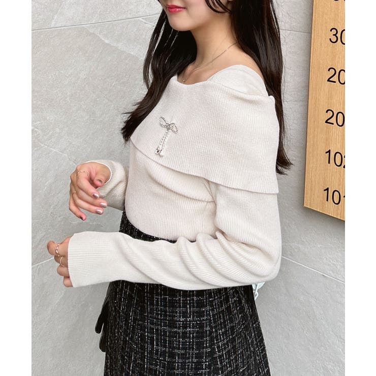 12Gブローチ付オフショルニット | INGNI  | 詳細画像4 