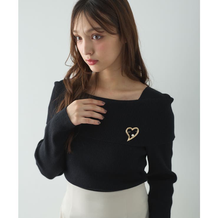 12Gブローチ付オフショルニット | INGNI  | 詳細画像1 