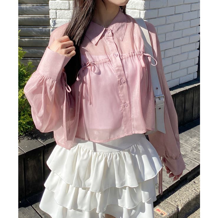 リボンラメシアーショートシャツ[品番：INGW0010653]｜INGNI （イング