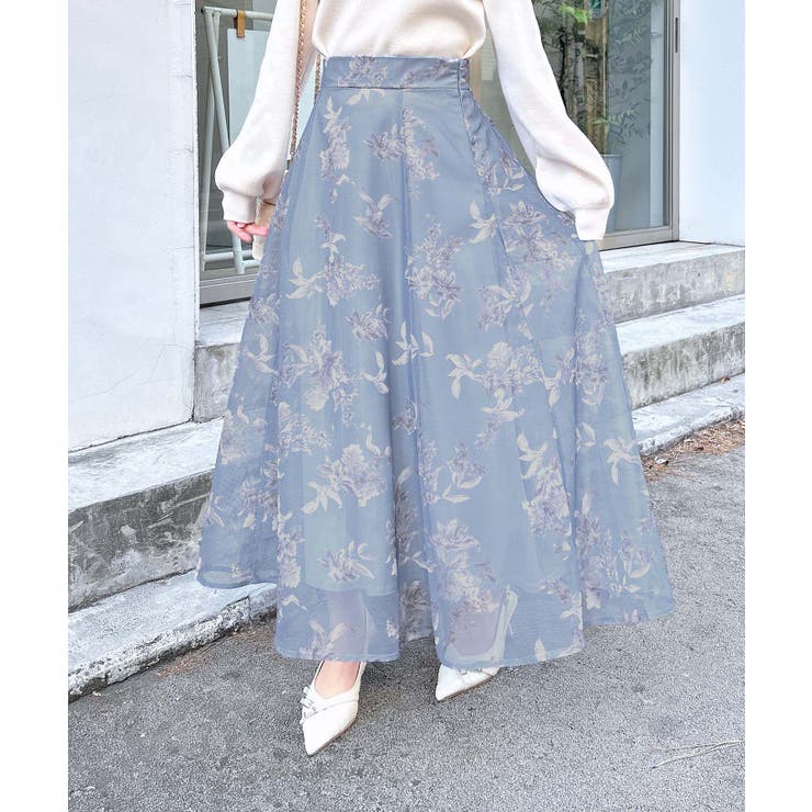 Adrianna Papell 花柄メッシュスカート 花柄メッシュフレアスカート[品番：INGW0010671]｜INGNI