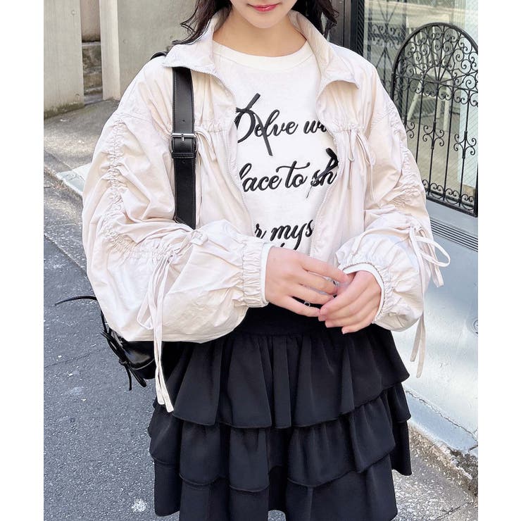 アイボリー | ドロストリボンナイロンブルゾン | INGNI 