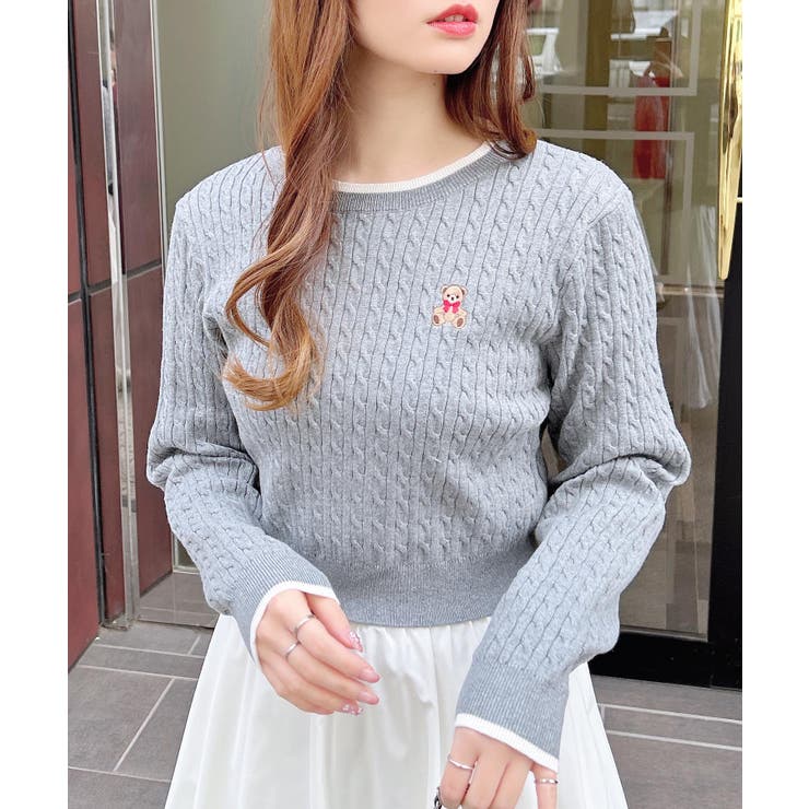 12Gくま刺繍ケーブルニット[品番：INGW0010512]｜INGNI （イング）の