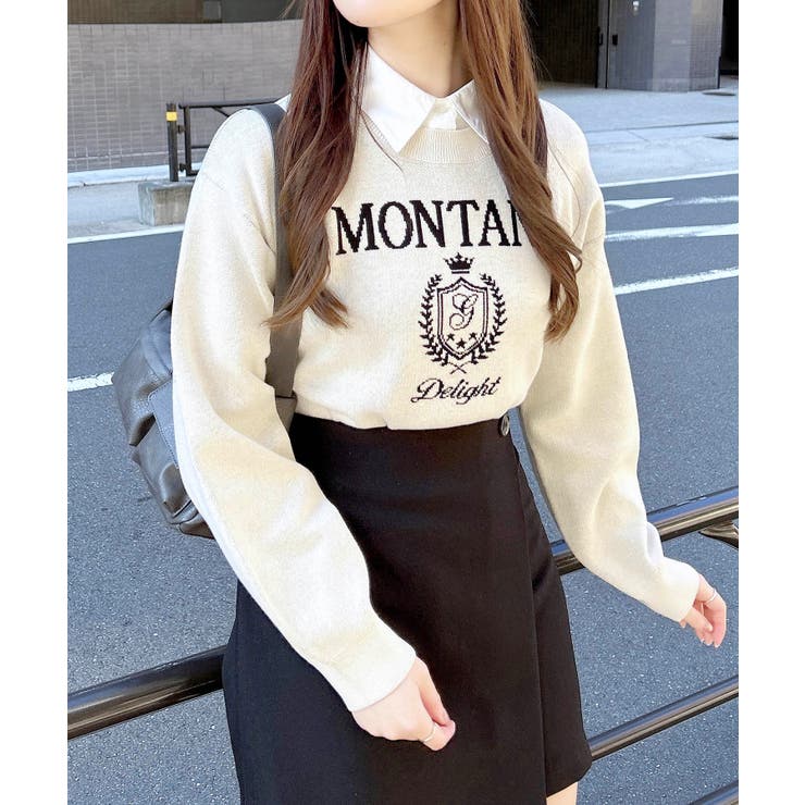 シャツ衿付エンブレムロゴニット[品番：INGW0010614]｜INGNI （イング