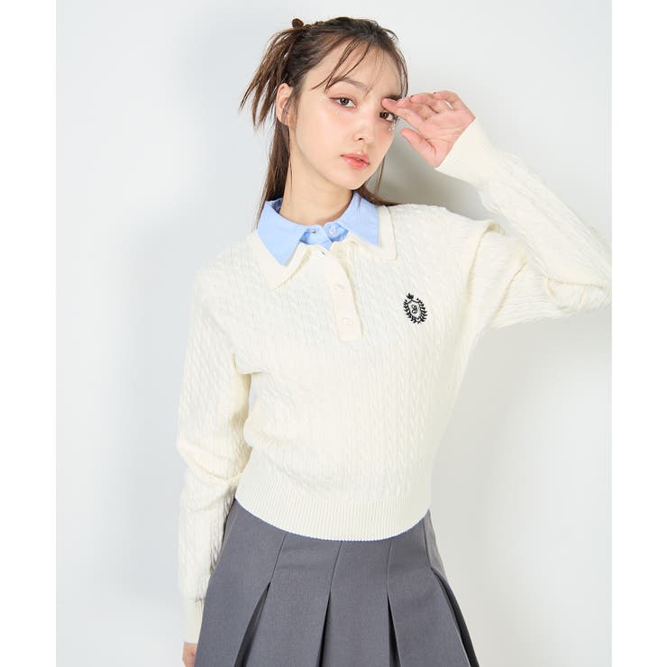 【WEB限定】ケーブルダブルカラーポロニット | INGNI  | 詳細画像10 