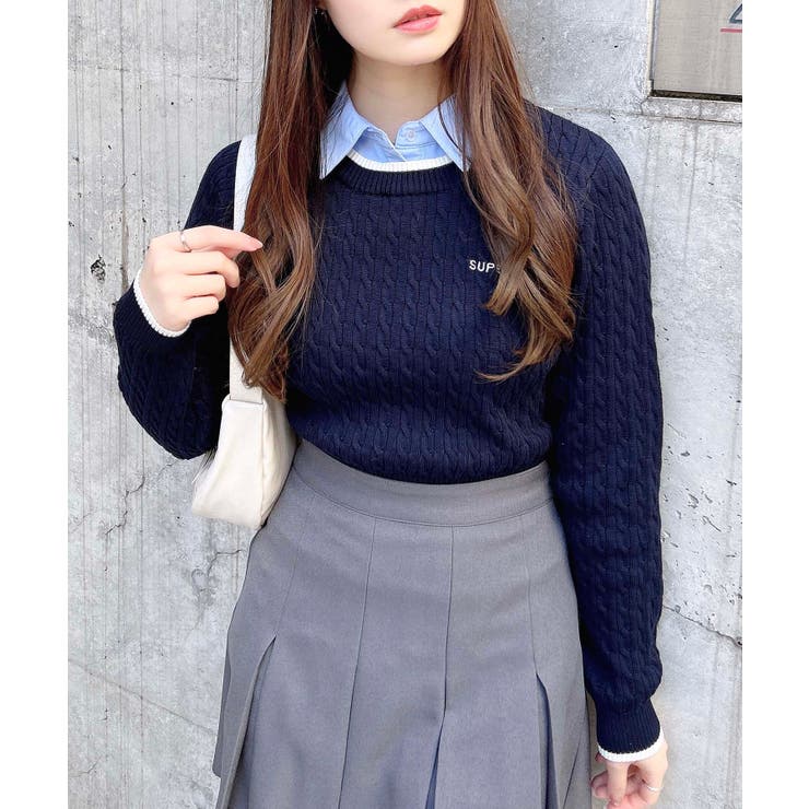 コン | シャツ衿付ケーブルニット | INGNI 