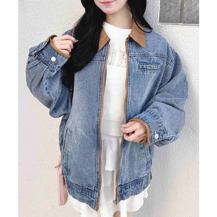 デニム/ライトブルー | 衿異素材FZIPデニムジャケット | INGNI 