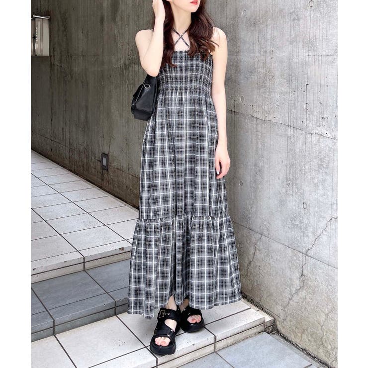 laguagemチェック柄ホルターネックワンピース LAGUA GEM（ラグアジェム）の「HALTER NECK チェックワンピース