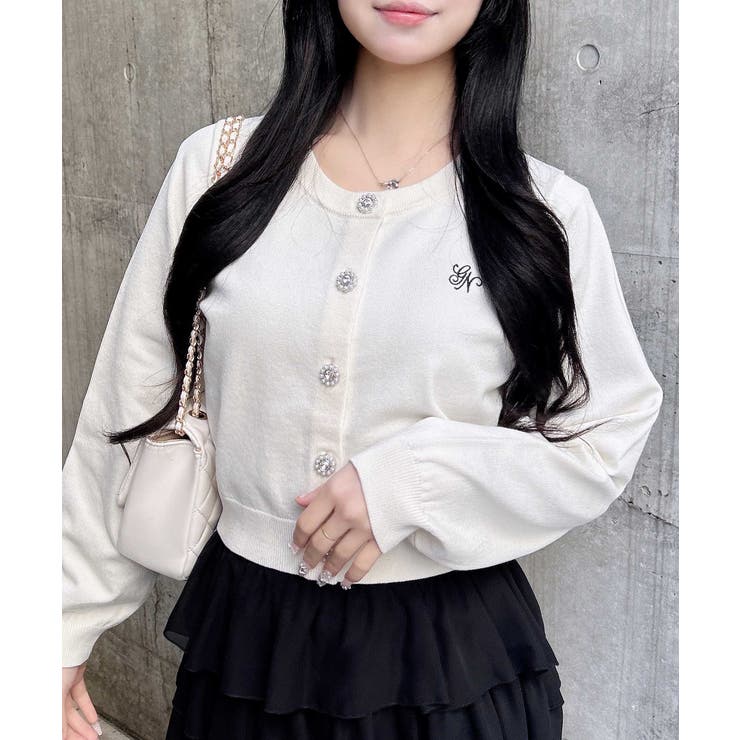 オフホワイト | 12GビジューボタンニットCD | INGNI 