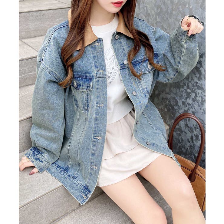 デニム/ブルー | 衿異素材取り外しBIG Gジャン | INGNI 