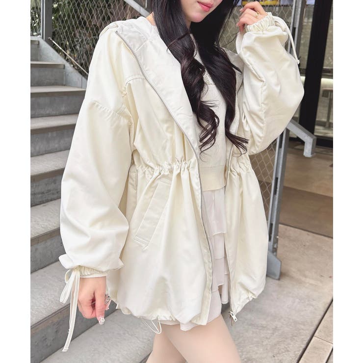 アイボリー | ミドル丈袖リボン2WAYマンパー | INGNI 