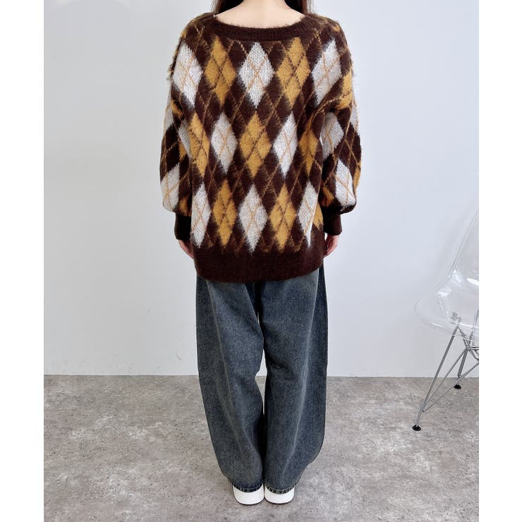 7Gアーガイル柄JQロングニットカーディガン | INGNI  | 詳細画像9 