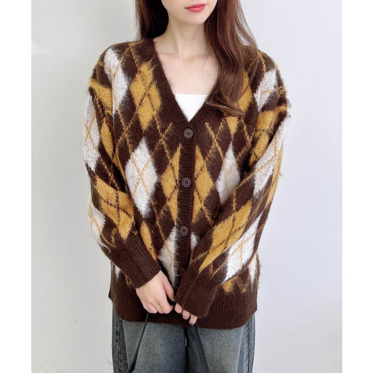 7Gアーガイル柄JQロングニットカーディガン | INGNI  | 詳細画像7 