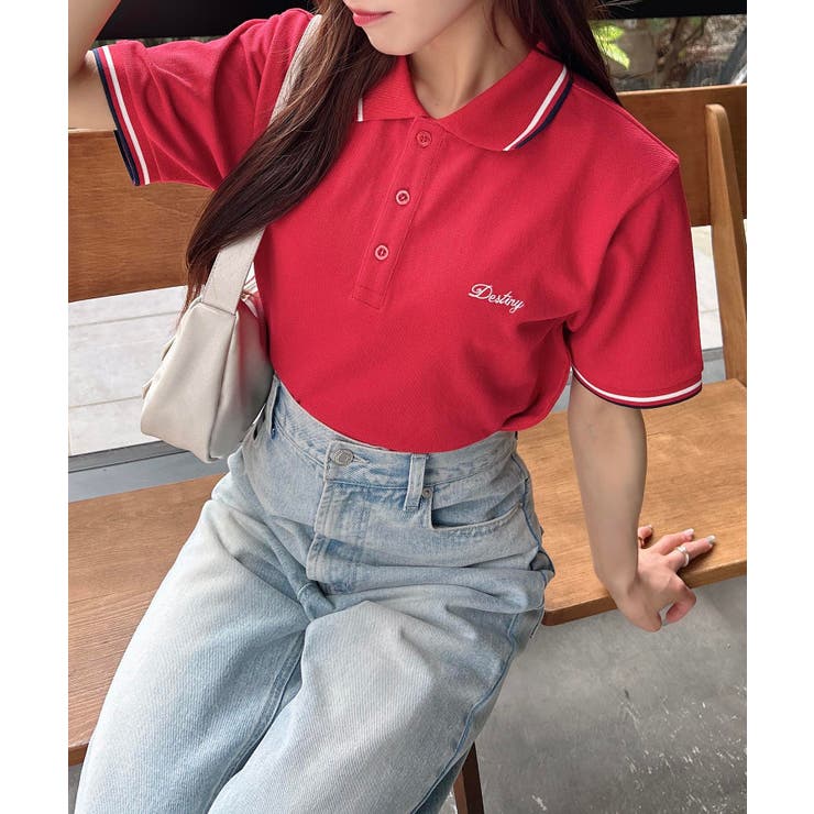 アカ | 胸ロゴクロップドポロシャツ | INGNI 