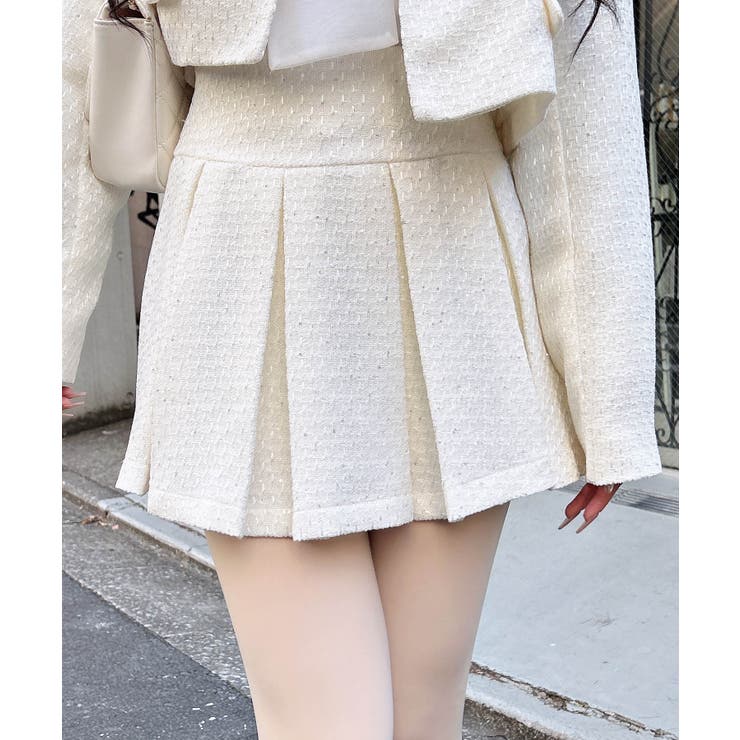 アイボリー/ツイード | ツイードプリーツスカパン | INGNI 