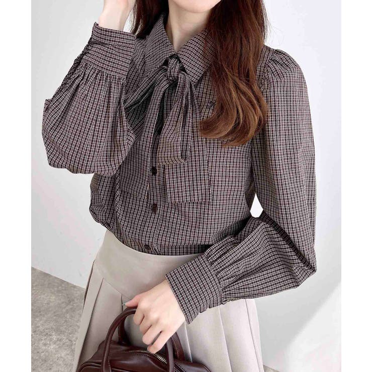 ブラウン/チェック | 胸刺繍ボウタイBL | INGNI 