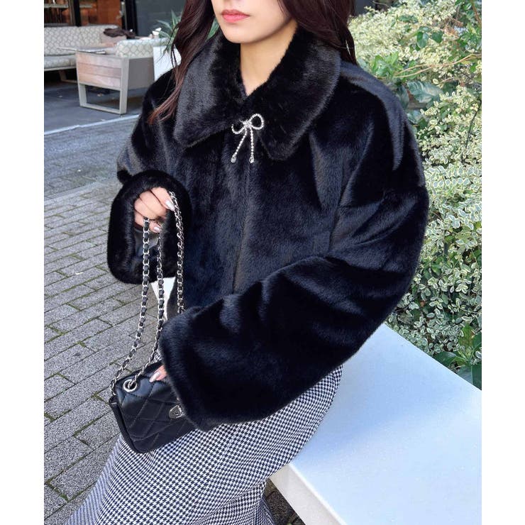 ブローチ付ステンカラーエコファーBL | INGNI  | 詳細画像14 