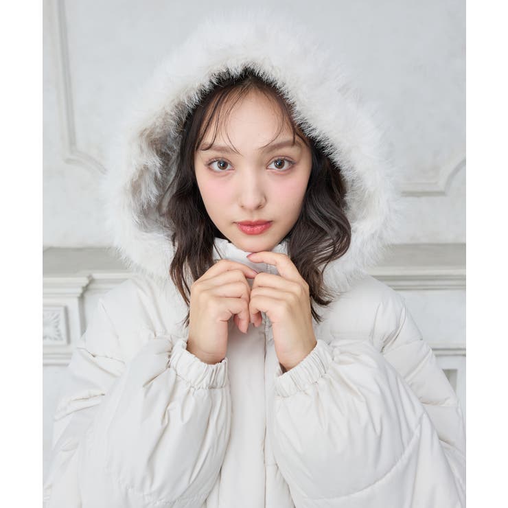 オフホワイト | ファー取り外し中綿ジャケット | INGNI 