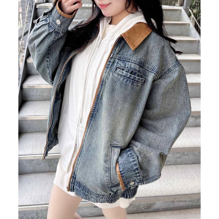 デニム/ブルー | 衿異素材FZIPデニムジャケット | INGNI 