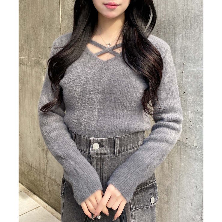 チャコールグレー | フェザークロスニット | INGNI 