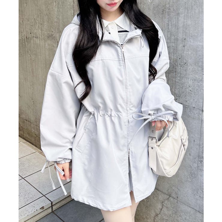 ライトグレー | ミドル丈袖リボン2WAYマンパー | INGNI 