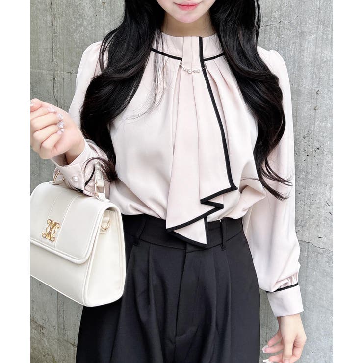 ベージュ/クロ | パール装飾チェーン付トロミBL | INGNI 