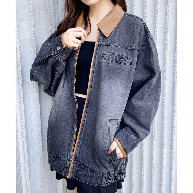 グレー | 衿異素材FZIPデニムジャケット | INGNI 