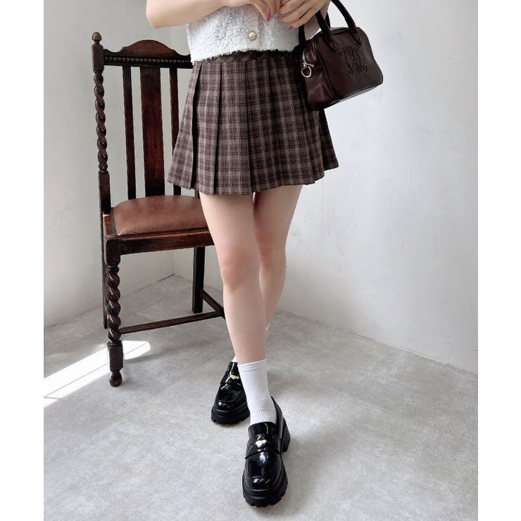 ブラウン/チェック | チェック柄プリーツスカパン | INGNI 