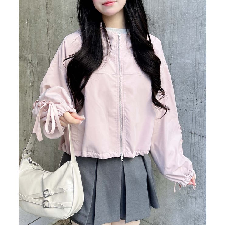 ピンク | 袖レースUPクロップド丈マンパー | INGNI 