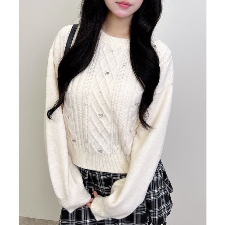 7Gもちもちビジュパール付きケーブルニット | INGNI  | 詳細画像2 