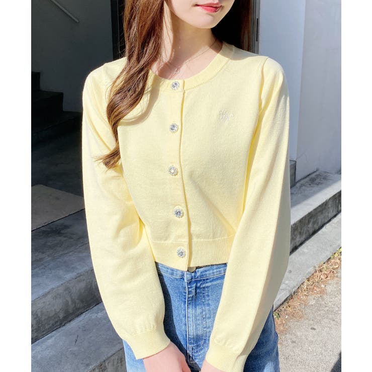 イエロー | 12GビジューボタンニットCD | INGNI 