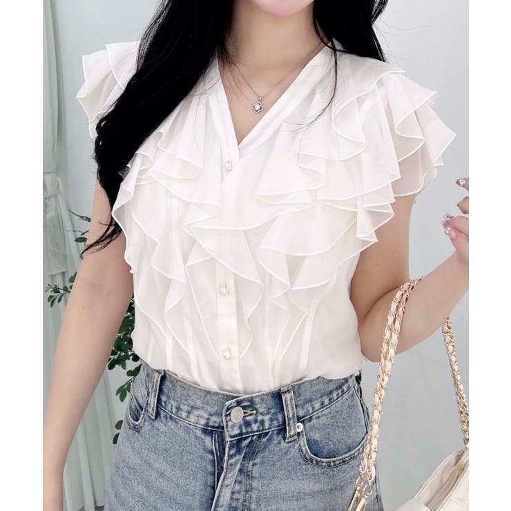 オフホワイト | フリルシアーノースリBL | INGNI 