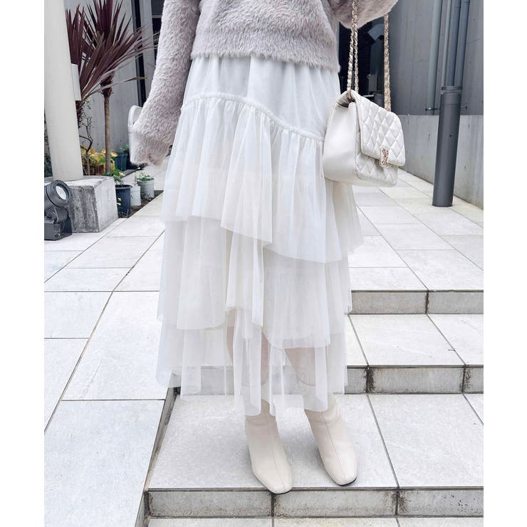 オフホワイト | ランダムチュールティアードSK | INGNI 