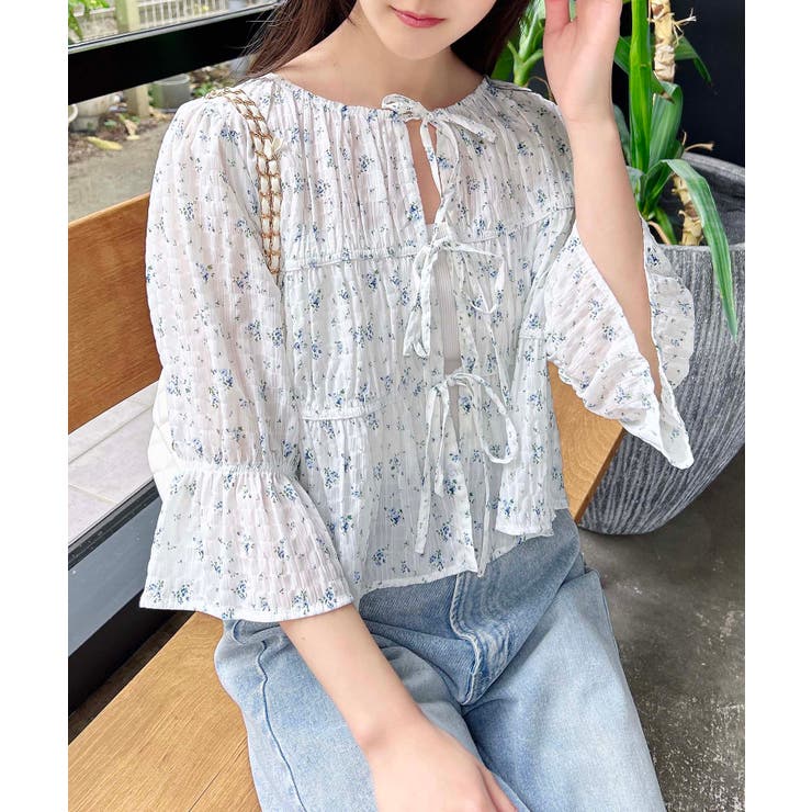 セリーヌ 花柄 リボンブラウス ヴィンテージ セリーヌ 花柄 リボンブラウス ヴィンテージ