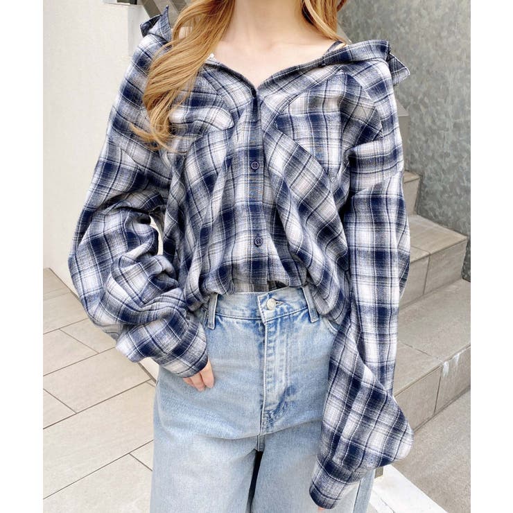 ブルー/チェック | 2wayオフショルチェック柄SH | INGNI 