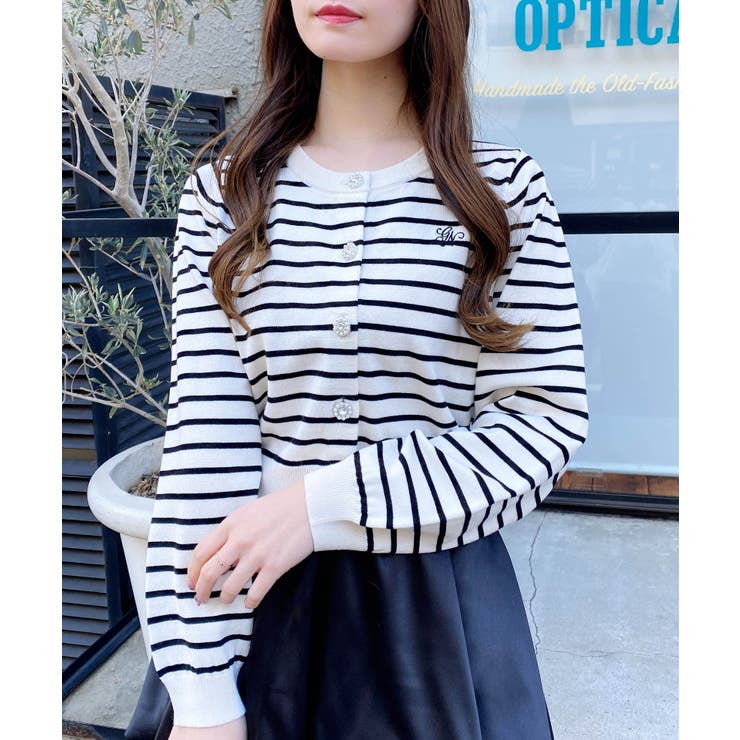 オフクロ/ボーダー | 12GビジューボタンニットCD | INGNI 