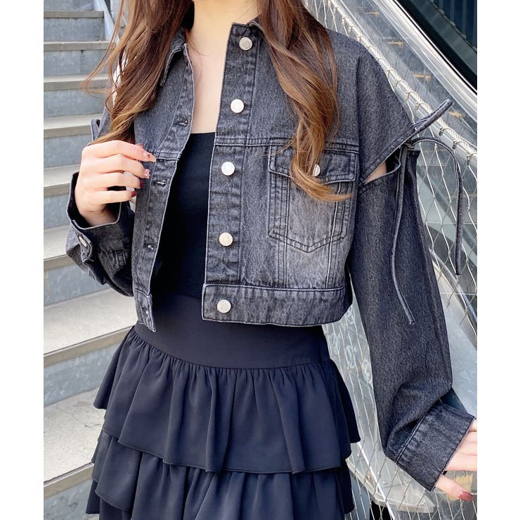 グレー | 袖リボンクロップド丈Gジャン | INGNI 