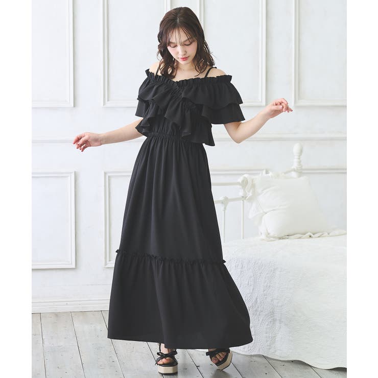 クロスフリルオフショルワンピース[品番：INGW0010774]｜INGNI