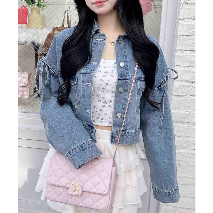 デニム/ライトブルー | 袖リボンクロップド丈Gジャン | INGNI 