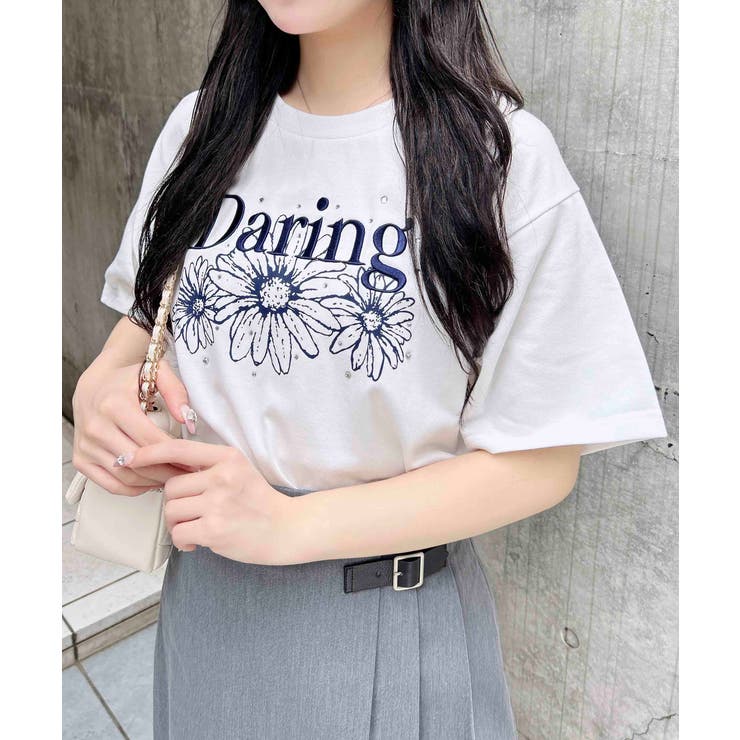 オフホワイト/コン | フラワーロゴT | INGNI 