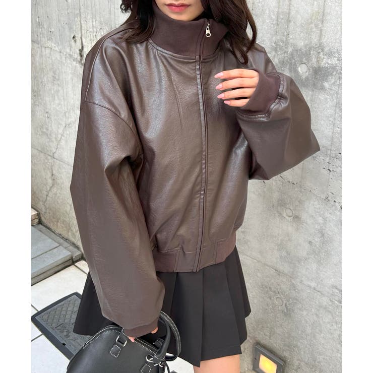 フェイクレザートラックジャケット フェイクレザートラックジャケット[品番：INGW0010257]｜INGNI