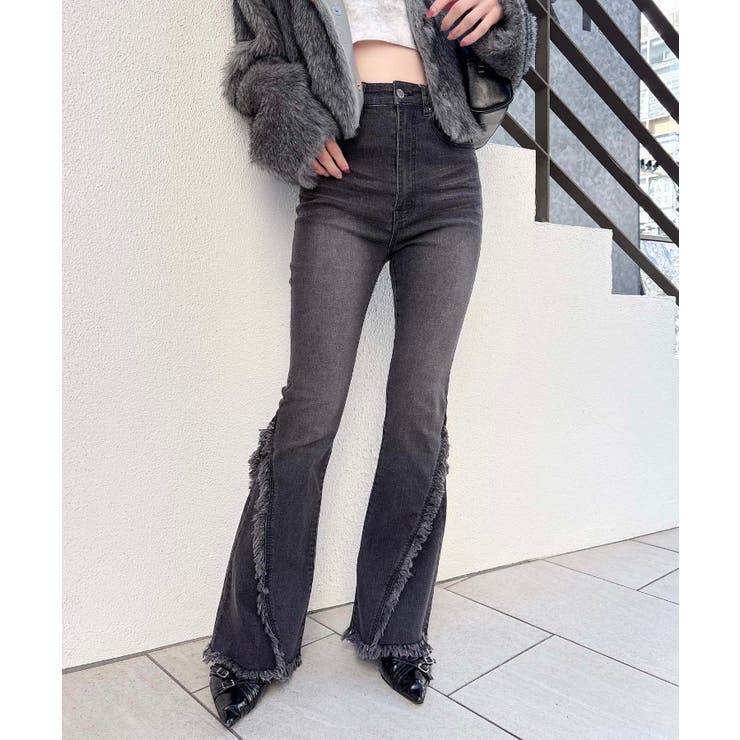 グレー | フリンジフレアデニムパンツ | INGNI 