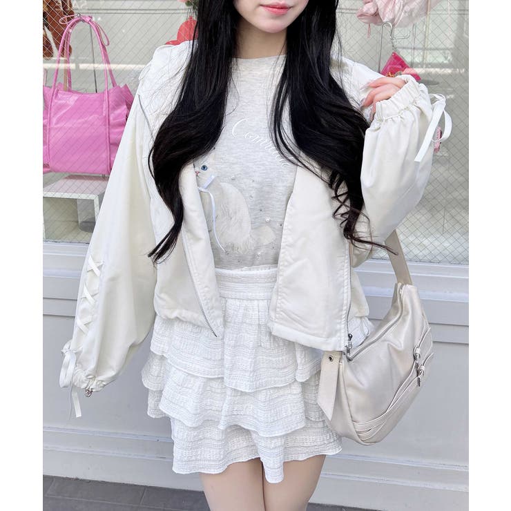 アイボリー | 袖レースUPクロップド丈マンパー | INGNI 