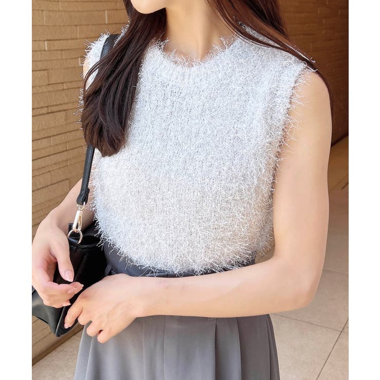 オフホワイト | 5Gシャギーノースリニット | INGNI 