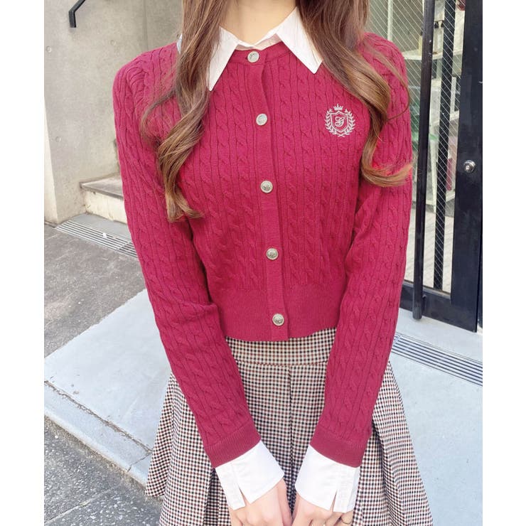 アカ/オフホワイト | 12G SHレイヤード風ケーブルニット | INGNI 