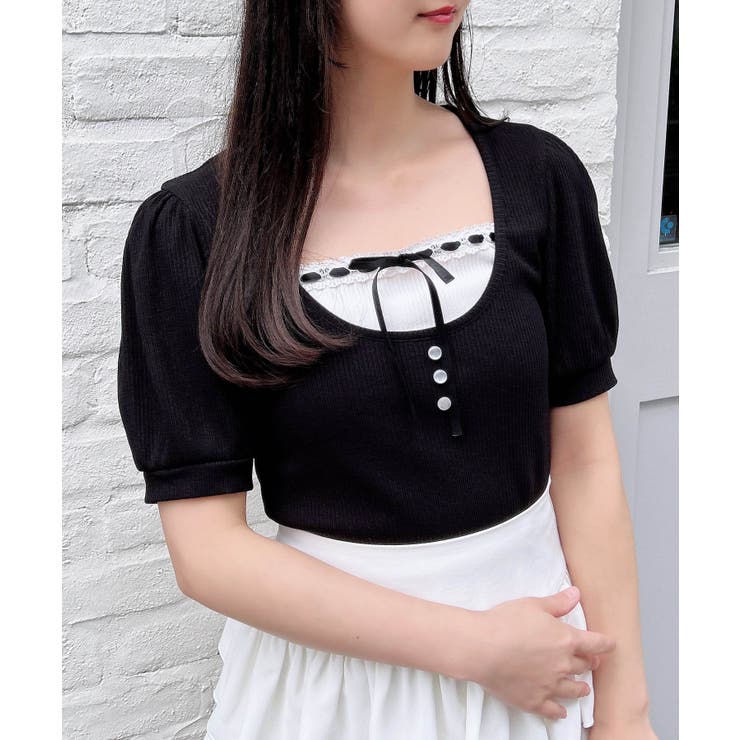 レイヤード風リブリボントップス[品番：INGW0010782]｜INGNI （イング