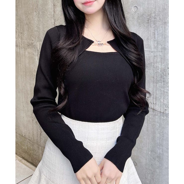 クロ | 12Gビット付デコルテオープンリブニット | INGNI 