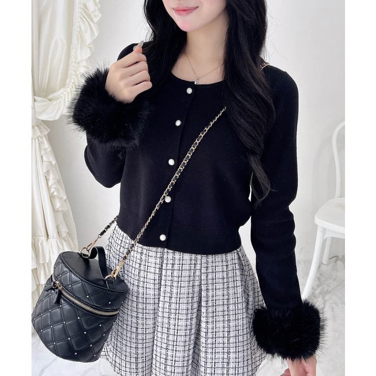 クロ | 袖先ファーニットカーディガン | INGNI 